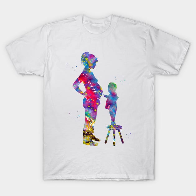 Pregnant mom with son T-Shirt by erzebeth